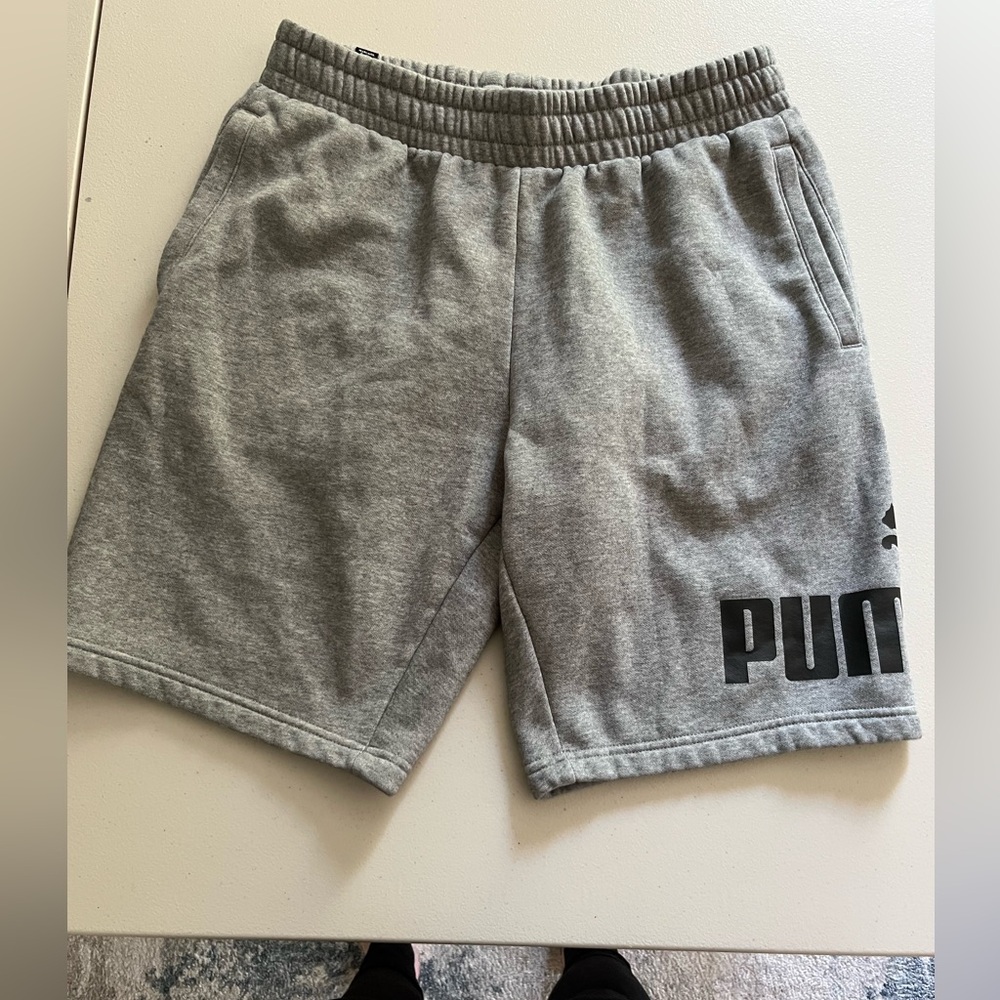 Puma Gray Athletic Shorts with Elastic Waistband